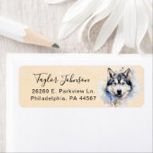 Étiquette d'adresse de retour de chien Husky (En situation)