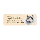 Étiquette d'adresse de retour de chien Husky (Devant)