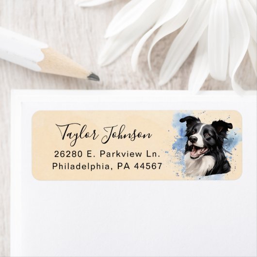 Étiquette d'adresse de retour de chien Husky (En situation)