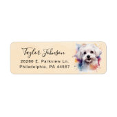 Étiquette d'adresse de retour de chien maltais (Devant)