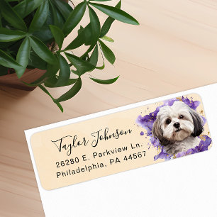 Étiquette d'adresse de retour de chien maltais