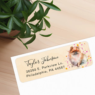 Étiquette d'adresse de retour de chien Poméranie