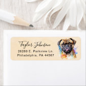Étiquette d'adresse de retour de chien Pug (En situation)