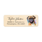 Étiquette d'adresse de retour de chien Pug (Devant)