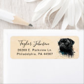 Étiquette d'adresse de retour de chien Pug (En situation)