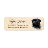 Étiquette d'adresse de retour de chien Pug (Devant)