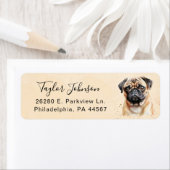Étiquette d'adresse de retour de chien Pug (En situation)
