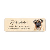 Étiquette d'adresse de retour de chien Pug (Devant)