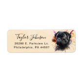 Étiquette d'adresse de retour de chien Pug (Devant)