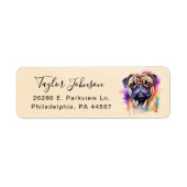 Étiquette d'adresse de retour de chien Pug (Devant)