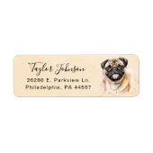 Étiquette d'adresse de retour de chien Pug (Devant)