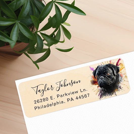 Étiquette d'adresse de retour de chien Pug