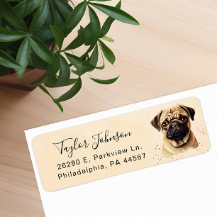 Étiquette d'adresse de retour de chien Pug