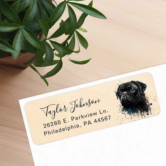 Étiquette d'adresse de retour de chien Pug
