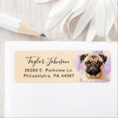 Étiquette d'adresse de retour de chien Pug (En situation)