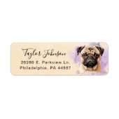 Étiquette d'adresse de retour de chien Pug (Devant)