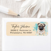 Étiquette d'adresse de retour de chien Pug (En situation)