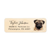 Étiquette d'adresse de retour de chien Pug (Devant)