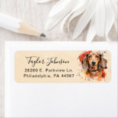 Étiquette d'adresse de retour de chien teckel (En situation)