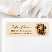 Étiquette d'adresse de retour de chien teckel (En situation)