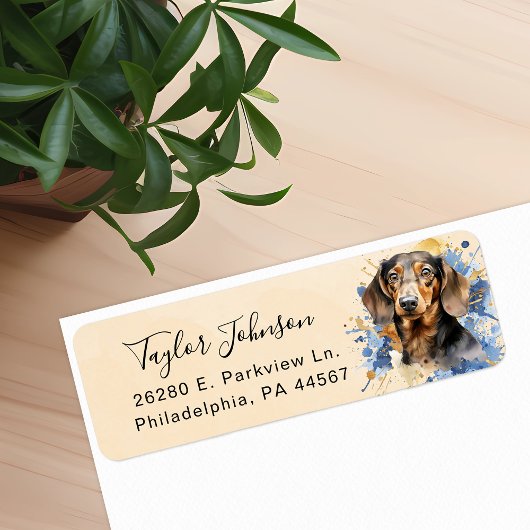 Étiquette d'adresse de retour de chien teckel