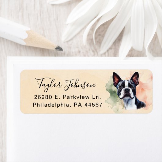 Étiquette d'adresse de retour de chien Terrier de  (En situation)