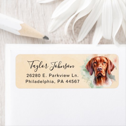 Étiquette d'adresse de retour de chien Vizsla (En situation)