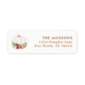 Étiquette d'adresse de retour de citrouille blanch (Devant)