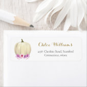 Étiquette d'adresse de retour de citrouille floral (En situation)