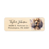 Étiquette d'adresse de retour de Cocker Spaniel (Devant)