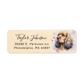 Étiquette d'adresse de retour de Cocker Spaniel (Devant)