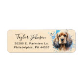 Étiquette d'adresse de retour de Cocker Spaniel (Devant)