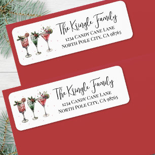 Étiquette d'adresse de retour de cocktails de Noël