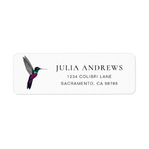 Étiquette d'adresse de retour de colibri