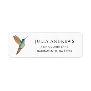 Étiquette d'adresse de retour de colibri