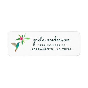 Étiquette d'adresse de retour de colibri