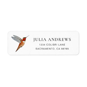 Étiquette d'adresse de retour de colibri