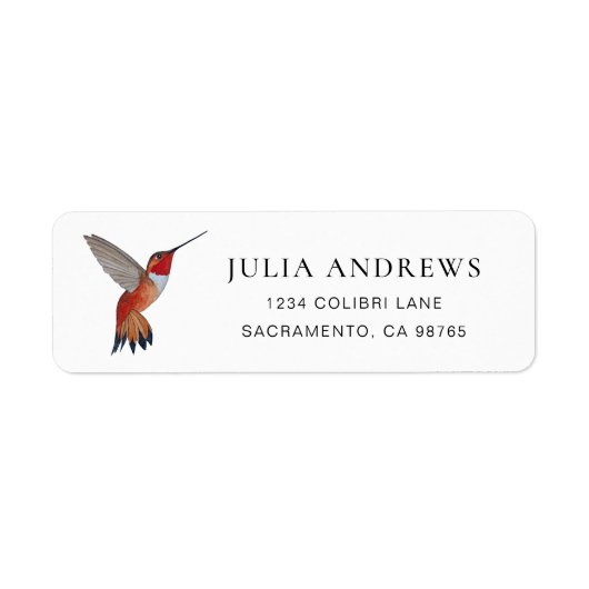 Étiquette d'adresse de retour de colibri (Devant)