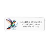 Étiquette d'adresse de retour de colibri coloré (Devant)