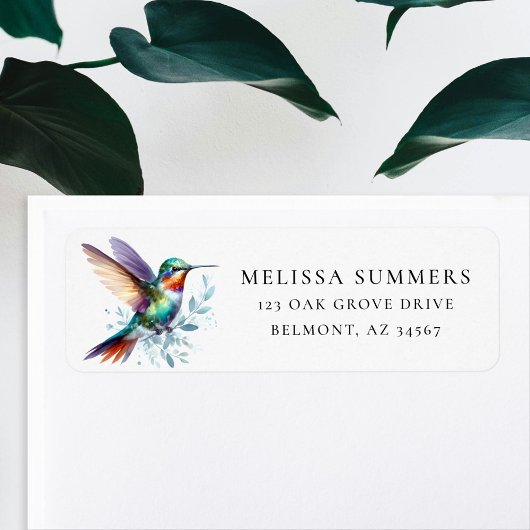 Étiquette d'adresse de retour de colibri coloré