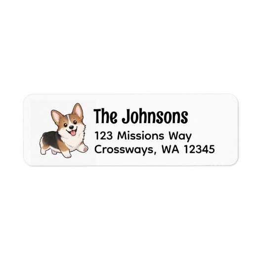Étiquette d'adresse de retour de Corgi mignon (Devant)