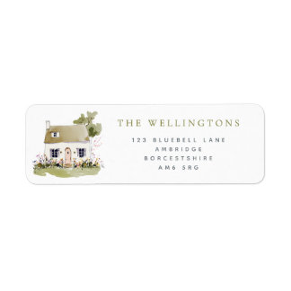 Étiquette d'adresse de retour de cottage joli