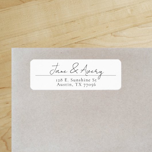 Étiquette d'adresse de retour de couple de mariage