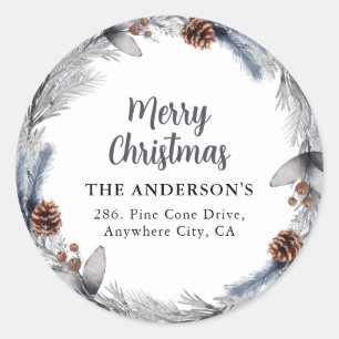 Étiquette d'adresse de retour de couronne de Noël
