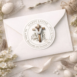 Étiquette d'adresse de retour de croix du matin de