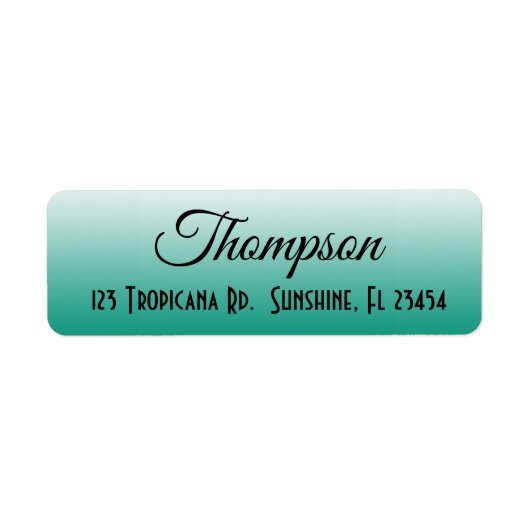 Étiquette d'adresse de retour de dégradé Turquoise (Devant)