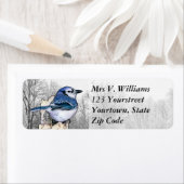 Étiquette d'adresse de retour de dessin Jay bleu (En situation)