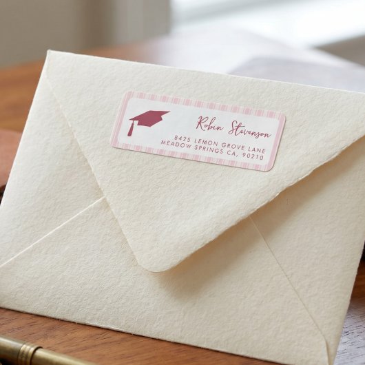 Étiquette d'adresse de retour de diplôme à rayures