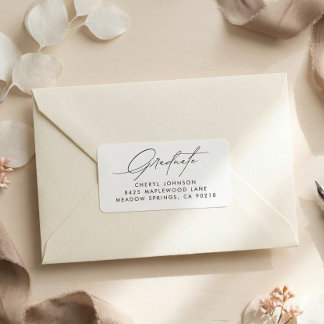 Étiquette d'adresse de retour de diplômé de style