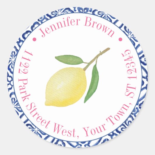 Étiquette d'adresse de retour de douche Carreaux R (Devant)